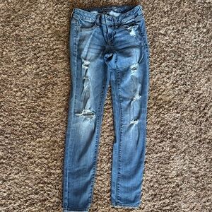 American Eagle Outfitters Blue Distressed Skinny Jeans